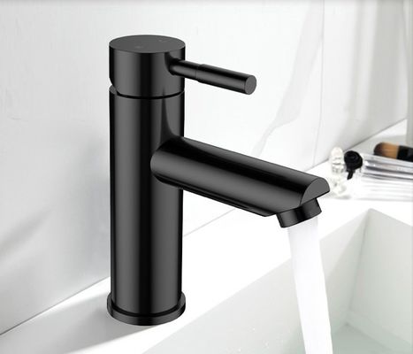 Logo adapté aux besoins du client résistant à l'usure d'acier inoxydable de robinet noir sans plomb de bassin